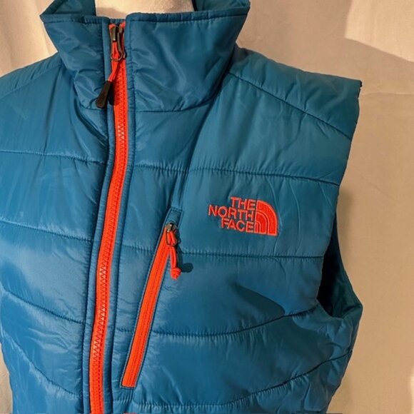 The North Face Quilted Vest Men's Medium Turquoise & Orange Like New Lightweight - Picture 2 of 11